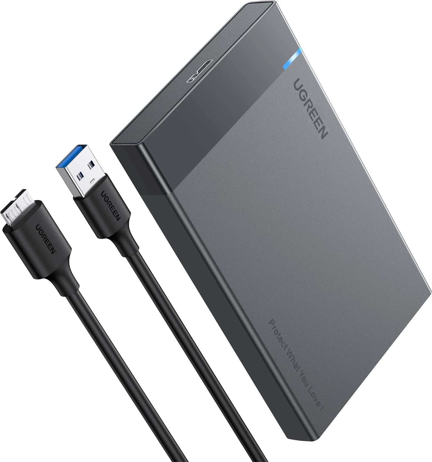 Kasë Ugreen US221 30848 për HDD/SSD 2.5", USB 3.2 Gen 1, me kabllo 0.5m, e zezë