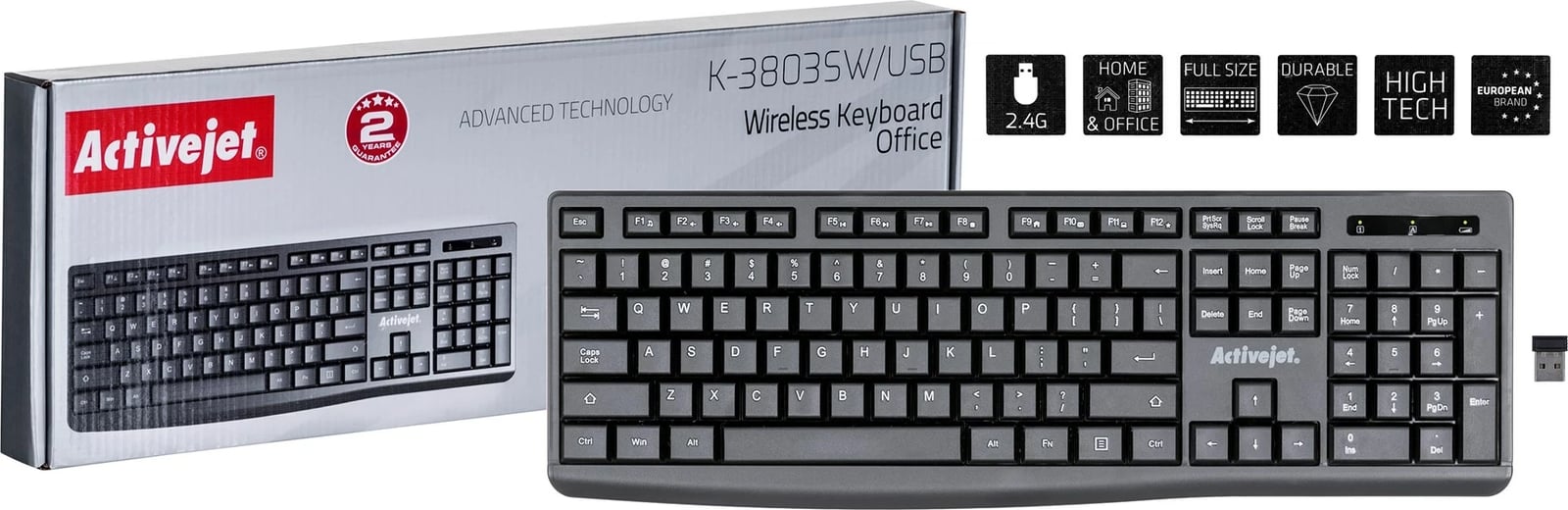 Tastierë Wireless Activejet K-3803SW, e zezë