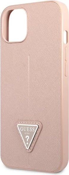 Mbështjellës Guess GUHCP13SPSATLP për iPhone 13 mini 5.4", Saffiano Triangle, Rozë
