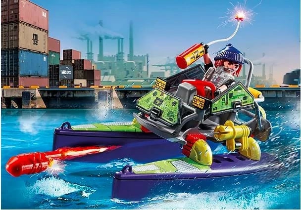 Set lodrash Playmobil City Action 71147, quad transformues me figurë special forces, 59 pjesë