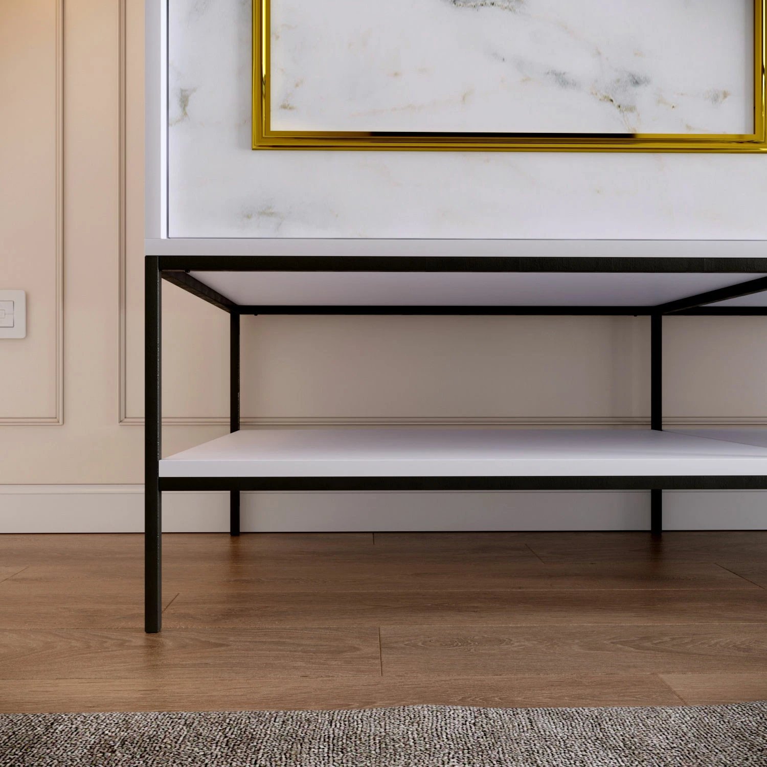 Dollap Skye Decor, Martin 190, bardhë, zi, ar