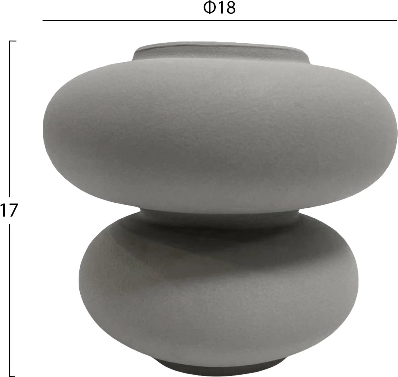 Dekor tavoline prej qeramike, ngjyrë gri mat, FH4629.03, Φ18x17H cm Dekor tavoline prej qeramike, ngjyrë gri mat, FH4629.03, Φ18x17H cm