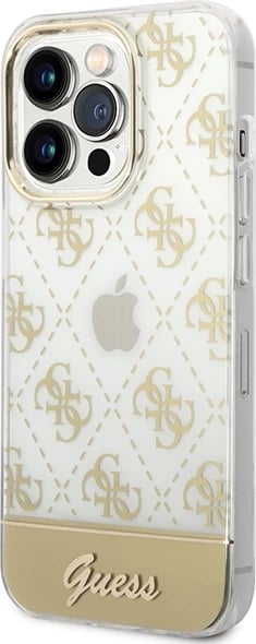 Mbështjellës Guess 4G Pattern Script për iPhone 14 Pro Max 6.7", Gold
