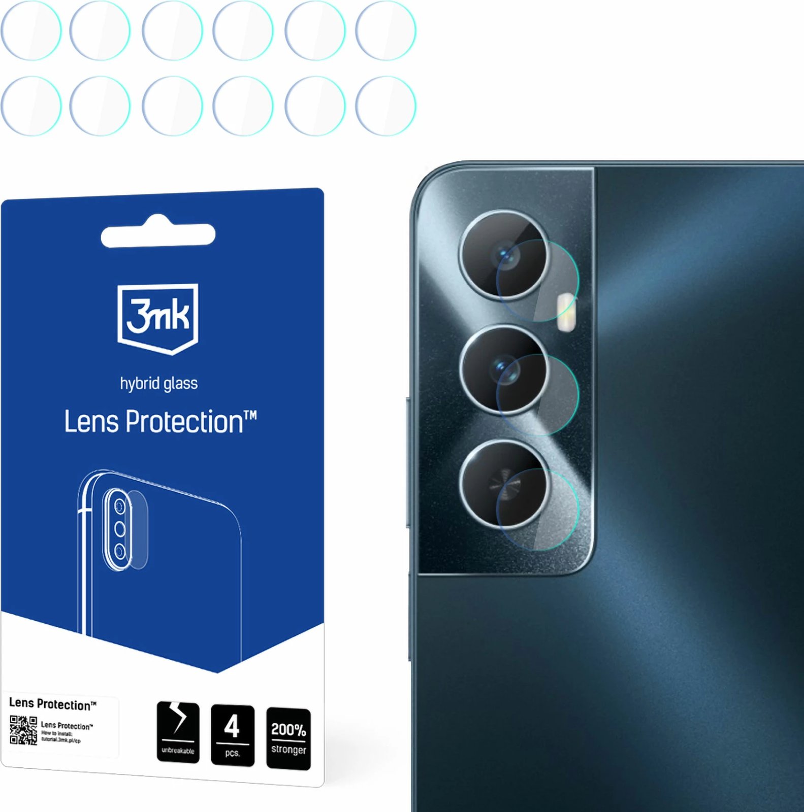 Xham mbrojtës kamerës 3mk Protection Lens Protection, për Realme C65, 4 copë