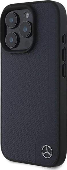 Mbështjellës Mercedes MB Wood Imitation Leather MagSafe për iPhone 16 Pro Max, Blu