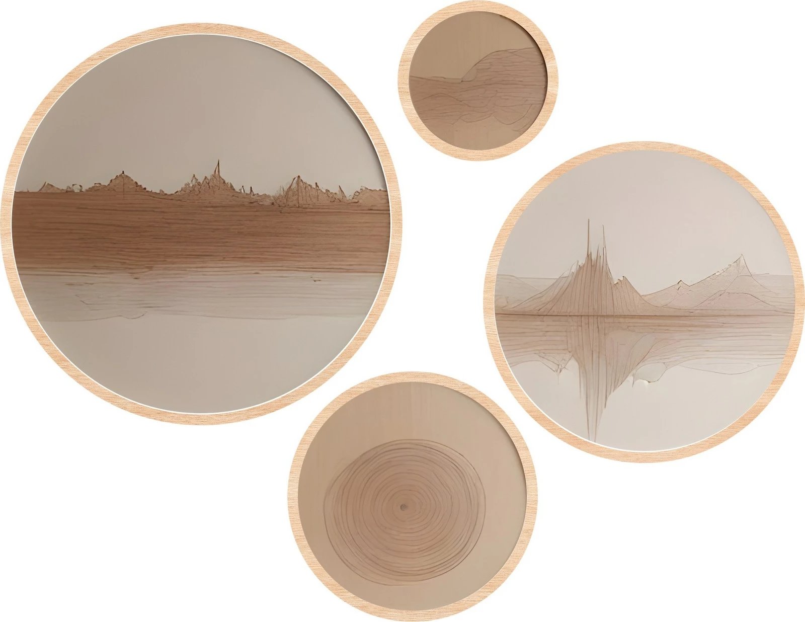 Set pikturash dekorative me kornizë MDF (4 copë), Wallity, Huhu300