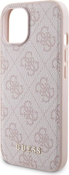 Mbështjellës Guess 4G Metal Logo me powerbank MagSafe 5000mAh për iPhone 15, Rozë, Set