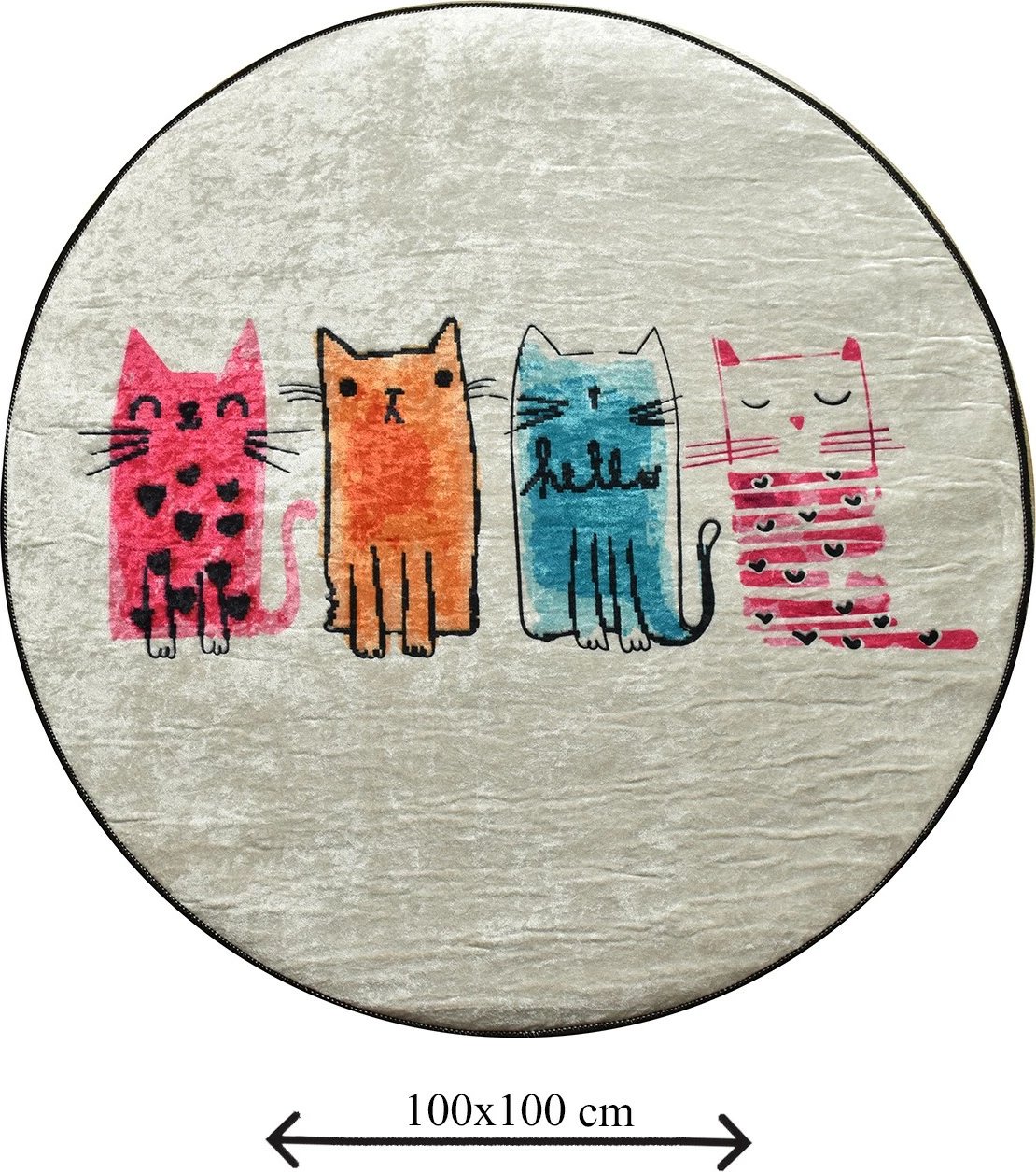 Tapet për banjo Mijölnir, dizajn me mace të vogla, shumëngjyrësh, 100cm