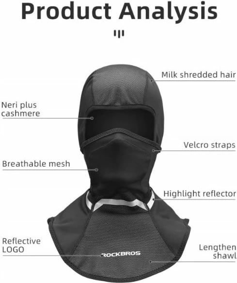 Maskë balaklava Rockbros për meshkuj, e zezë