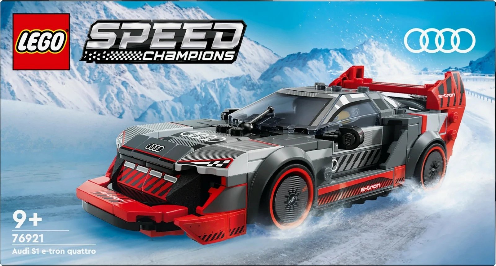 Set ndërtimi LEGO Speed Champions Audi S1 E-tron Quattro 76921, 274 pjesë, për fëmijë dhe koleksionistë, gri/kuqe