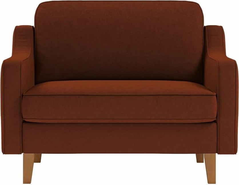 Divan Robin, 1 vend, ngjyrë e kuqe qeramike, këmbë druri arre