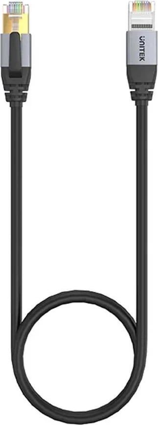 Kabëll Ethernet Unitek RJ-45 LAN, patchcord cat.8, 8m, ngjyrë zi-gri