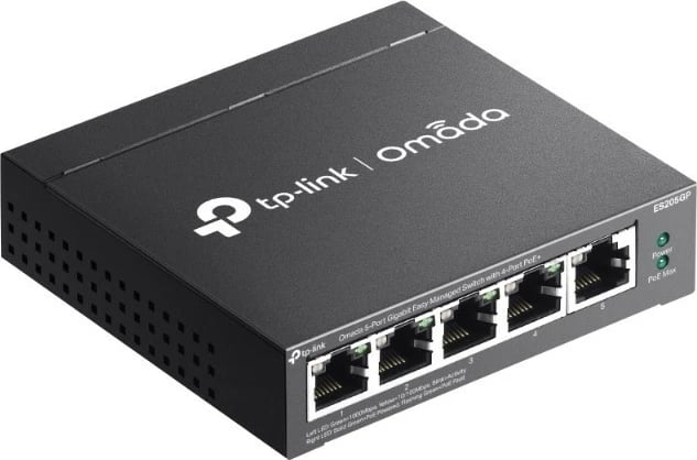 Switch i menaxhueshëm TP-LINK Omada ES205GP, 5 porta Gigabit, 4 PoE+, metalik