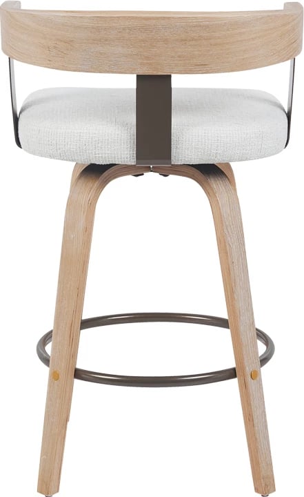 Karrige për bar rrotulluese Anesy, dru, metal, stof bezhë, 54x50x85cm