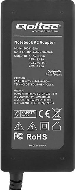 Karikues dhe përshtatës për laptopë Qoltec, 65W