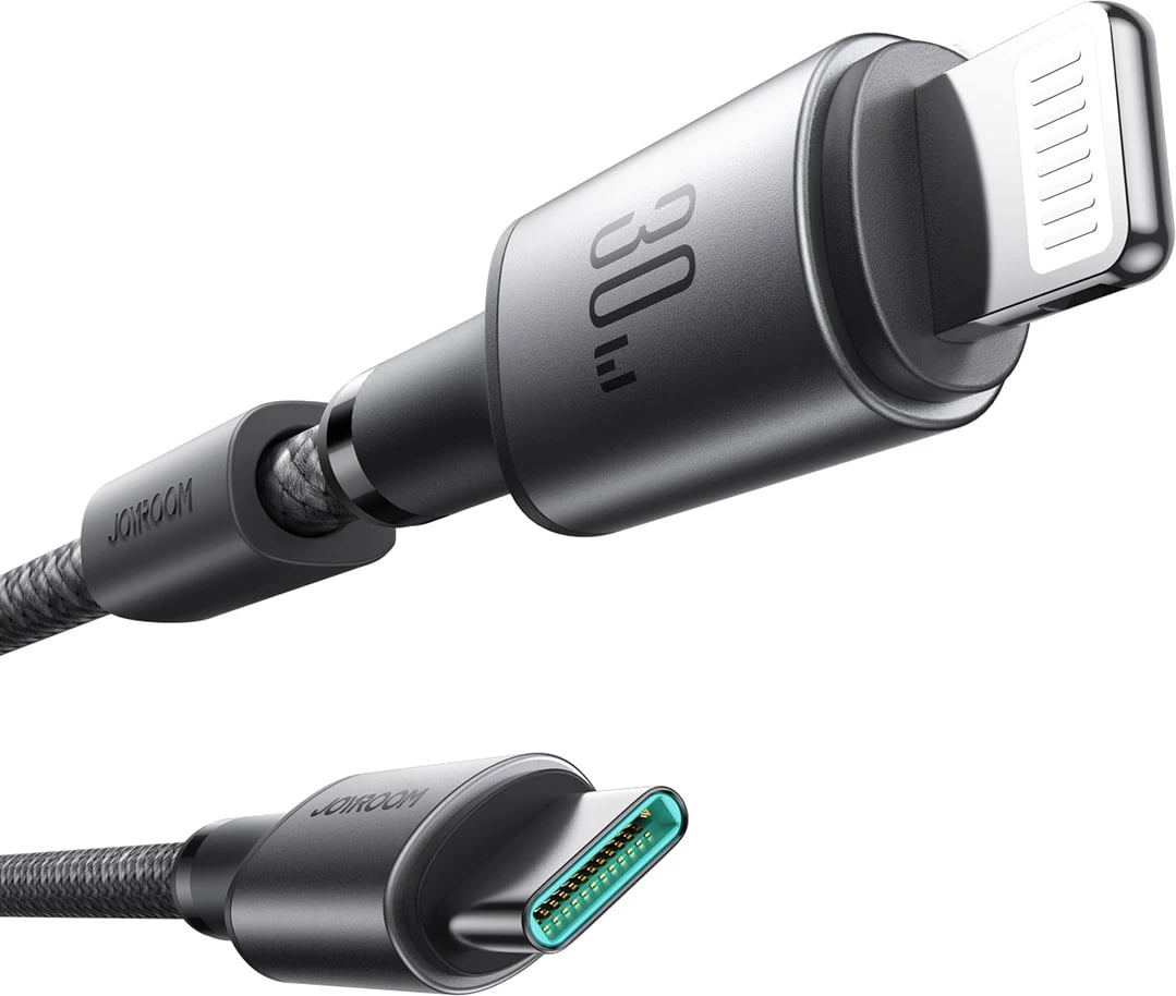 Kabllo Joyroom S-A50 Unlimited Series, USB-C në Lightning, 1.2m, 30W, me organizues magnetik, Gri