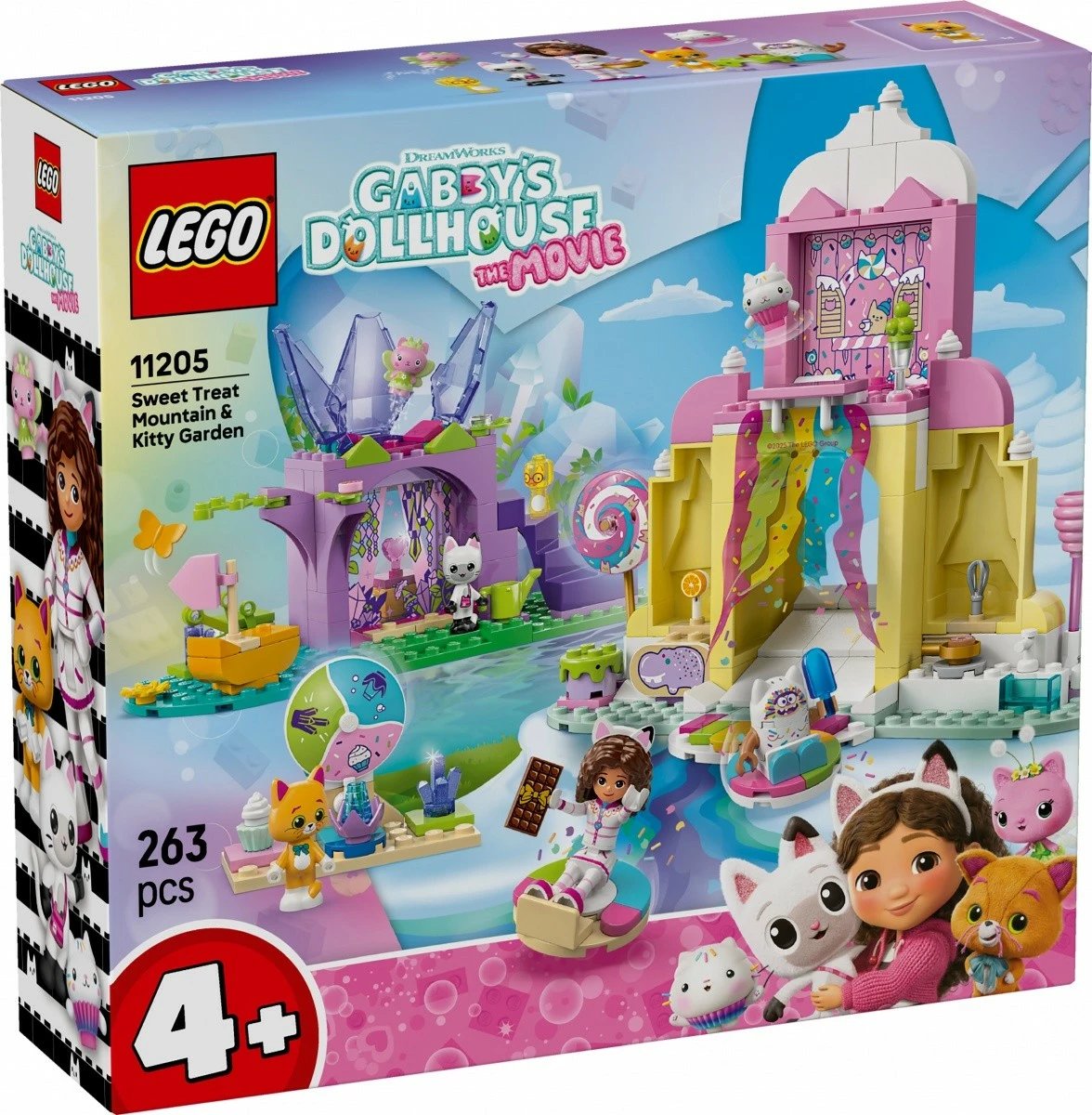 Set LEGO Gabby's Dollhouse 11205, 263 pjesë, Sweet Treat Mountain & Kitty Garden, për fëmijë 4+