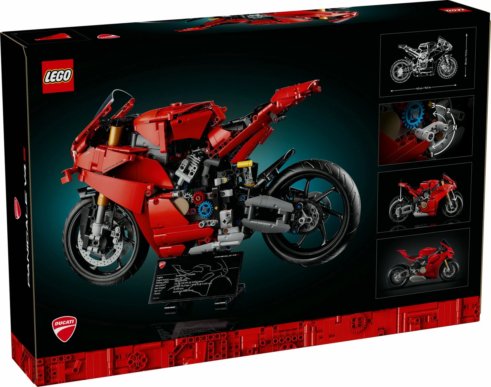 Set ndërtimi LEGO Ducati Panigale V4 S, 1603 copë, ngjyrë e kuqe