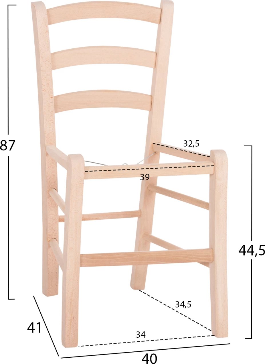 Karrige PAROS FH5585.02 dru ahu i papërpunuar 40x41x87H cm. Vetëm korniza