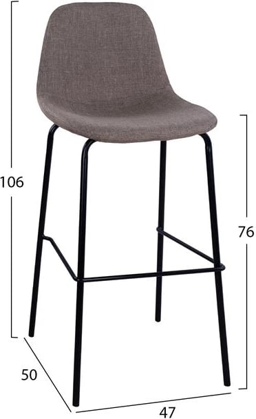 Karrige për bar me kornizë metalike dhe pëlhurë, ngjyrë kafe, 47x50x106cm FH8579.03, set prej 4 copë