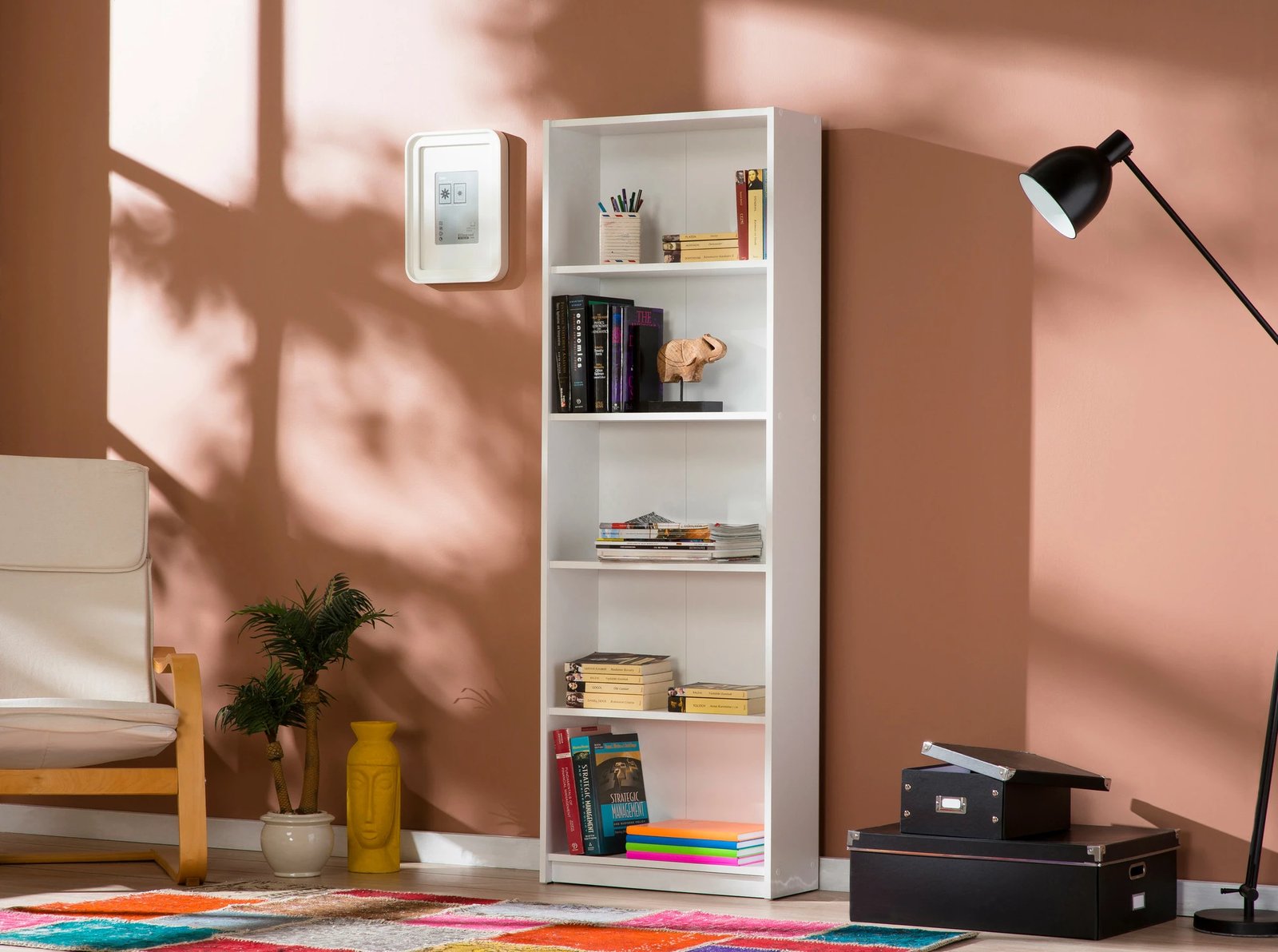 Raft librash Hanah Home, Ktp-150-Bb-1, ngjyrë e bardhë