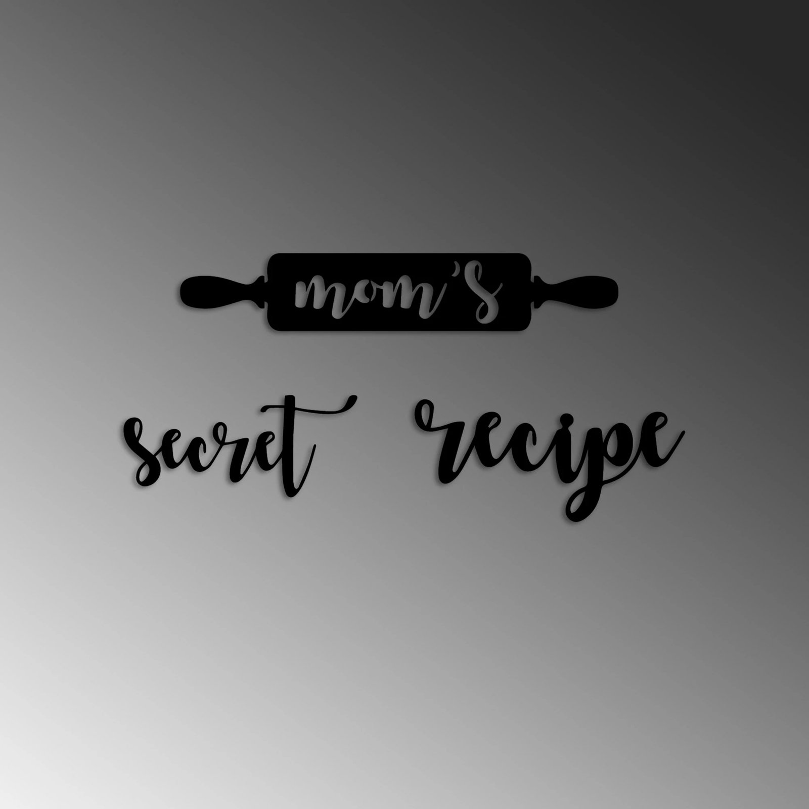 Aksesor dekorativ metalik për mur, receta sekrete e nanës, 3 copë