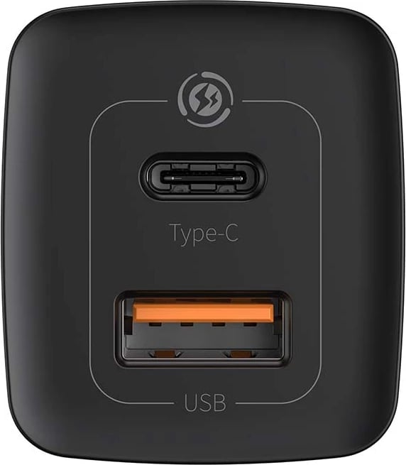 Karikues i shpejtë udhëtimi Baseus GaN2 Lite CCGAN2L-B01, 65W, USB-C & USB-A, zi