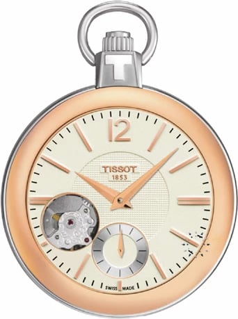 Orë xhepi TISSOT T-POCKET SKELETON për meshkuj, rozë gold