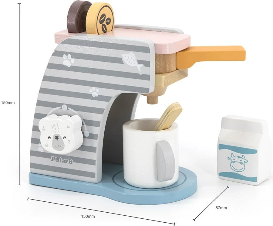 Lodër makinë kafeje druri, Viga PolarB, me kapsula dhe aksesorë, shumëngjyrëshe, set