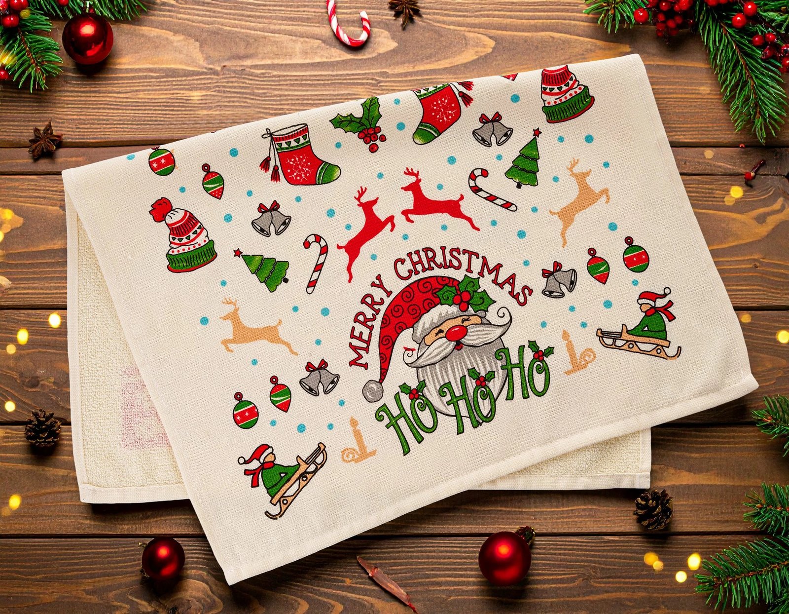 Set peshqirësh kuzhine (2 copë), dizajn Krishtlindjesh, Mijolnir