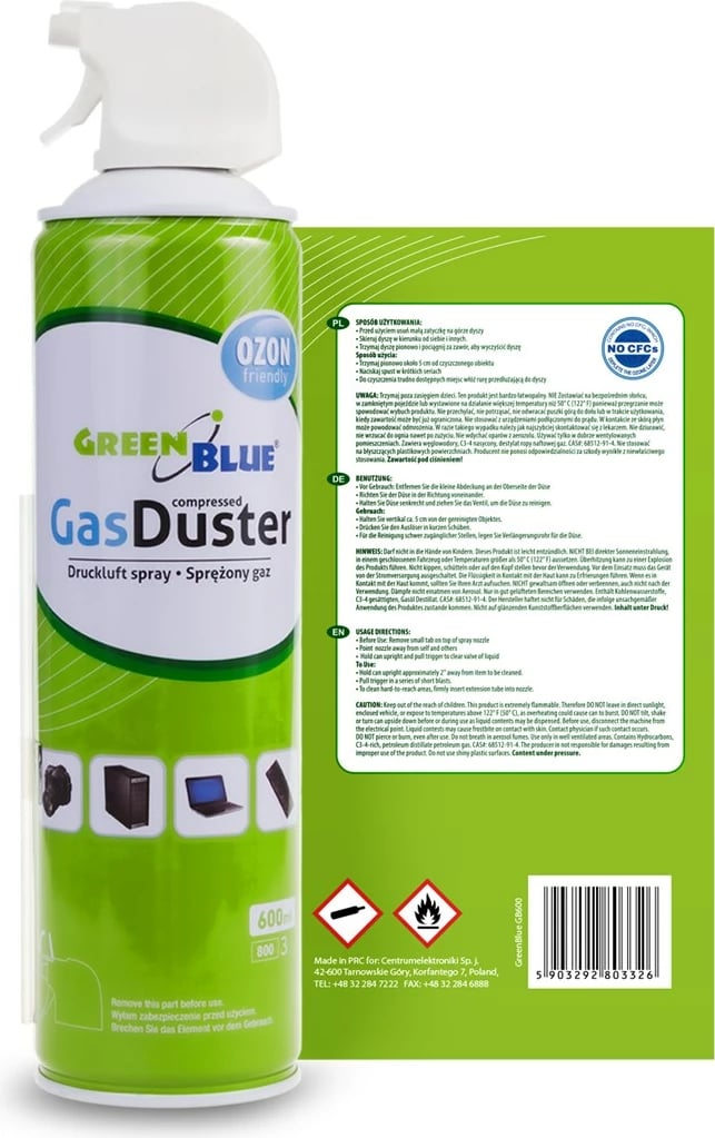 Ajër i kompresum GreenBlue GB600, 600ml, pistol spërkatës