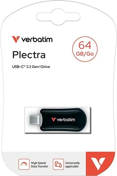 Memorie USB‑C Verbatim Plectra 30224 64GB USB 3.2 Gen 1 100MB/s e zezë