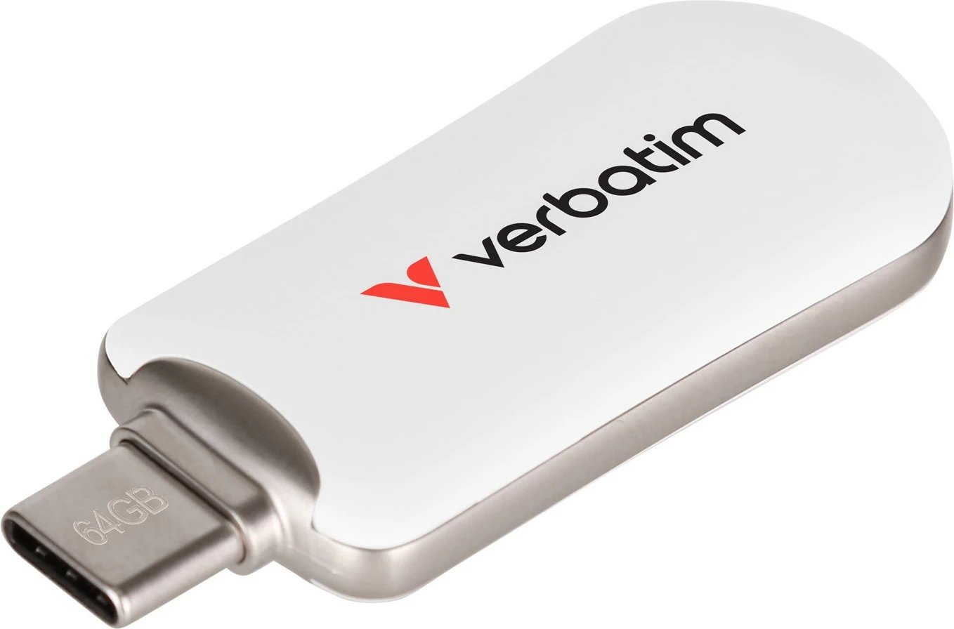 USB Verbatim Plectra 64GB, USB Type-C, Bardhë