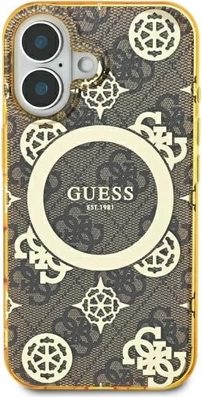 Mbështjellës Guess Peony On 4G MagSafe për iPhone 16, Kafe Mbështjellës Guess Peony On 4G MagSafe për iPhone 16, Kafe