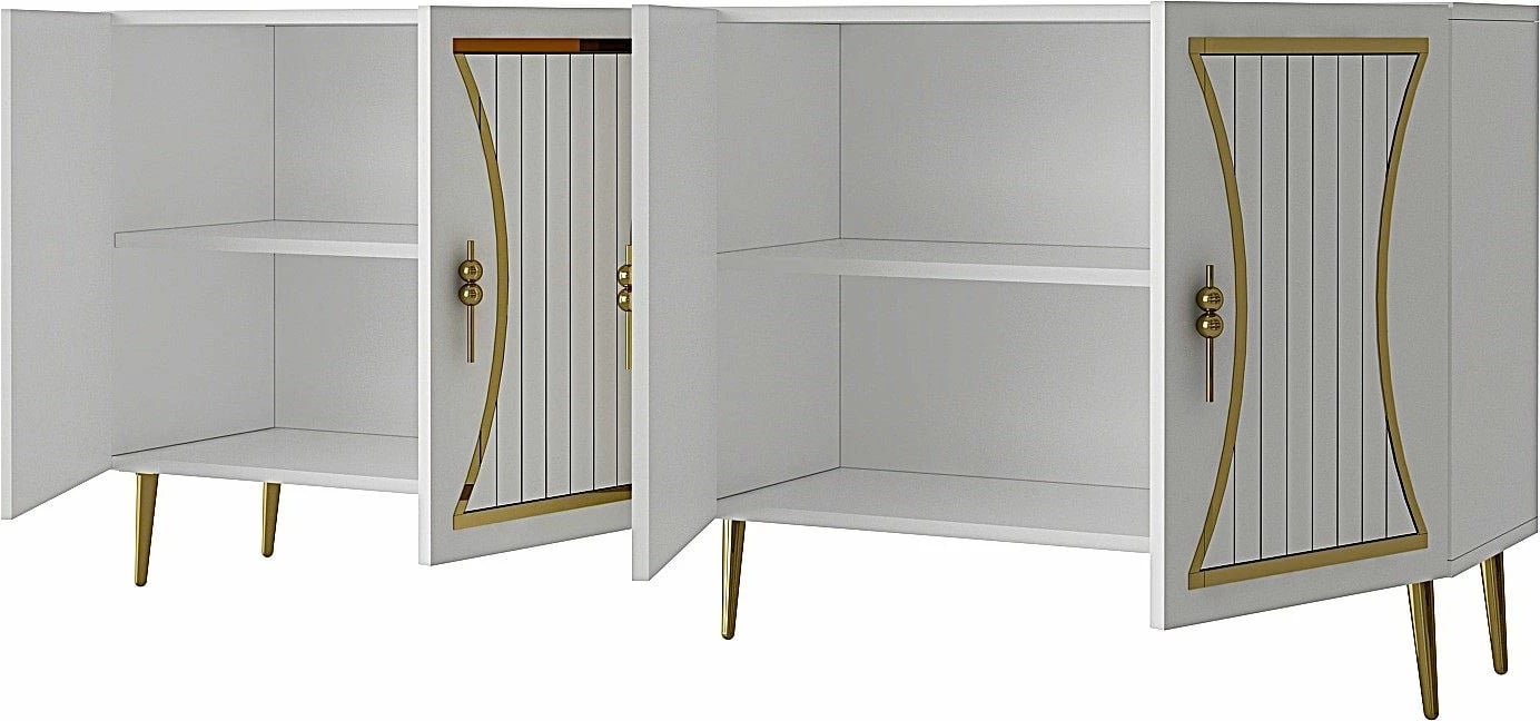 Konsolë Skye Decor, e bardhë, ari