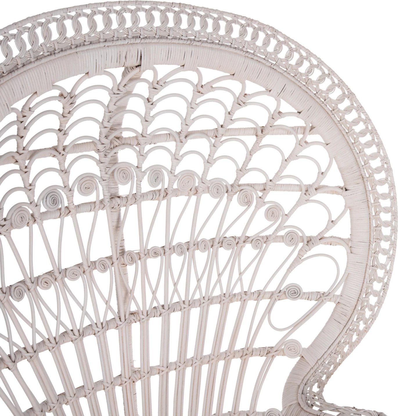 Fotelja ROYAL PEACOCK FH9342.02, ratan, ngjyrë e bardhë, jastëk i bardhë, 114x72x150Hcm