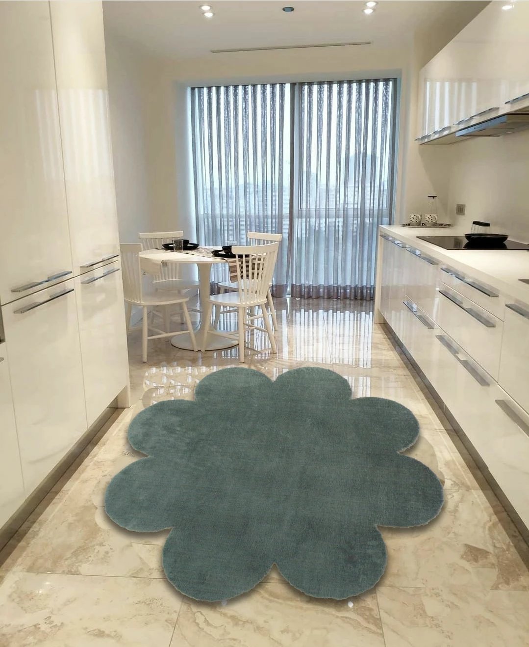 Qilim Daisy Plush, 120x120cm, ngjyrë gri e errët