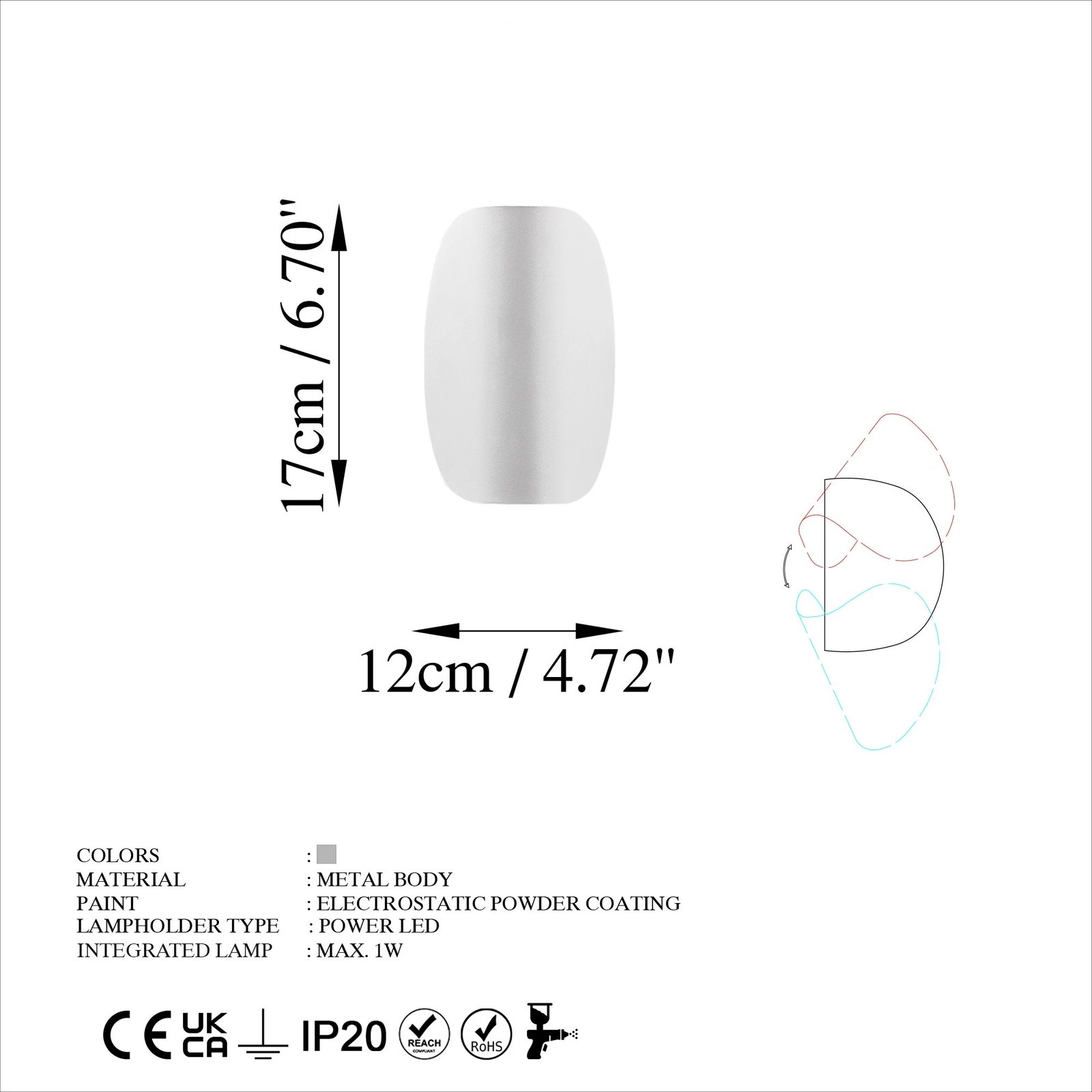 Llambë muri Opviq, Heybe - 13626, krom Llambë muri Opviq, Heybe - 13626, krom