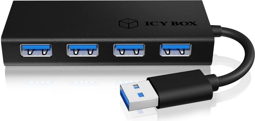 USB hub ICY BOX IB-AC6104-B, 4 porta, USB 3.2 Gen 1, alumini, zi