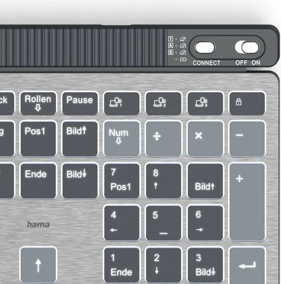 Tastierë pa tela Hama WK-750, standarde, multi-device, alumini, e zezë