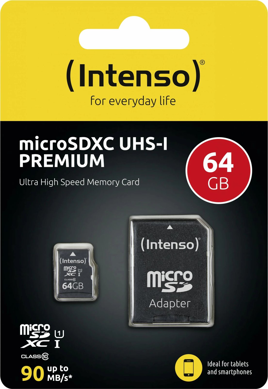 Kartelë MicroSDXC Intenso 3423490, 64 GB, Class 10, UHS-I, 90 MB/s