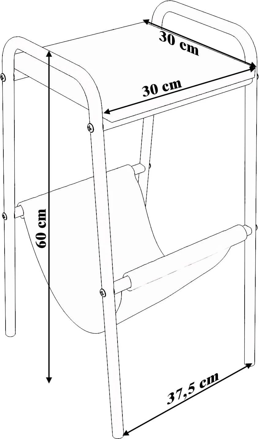 Tavolinë anësore Hanah Home, Gazy Square, ngjyrë e zezë dhe Atlantic Pine