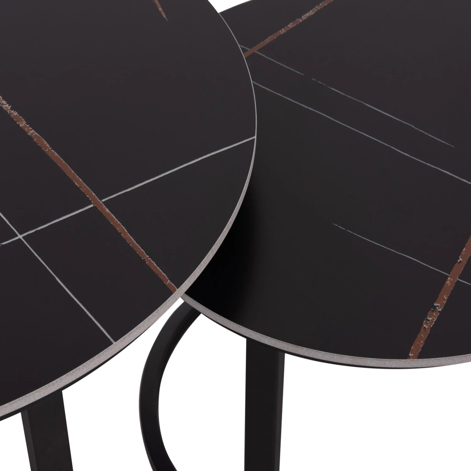 Set tavolina kafeje 2 copë, sipërfaqe qeramike, pamje mermeri të zi, TALOS FH18140.02, Φ70x45.5cm