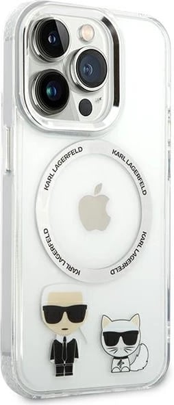 Mbështjellës Karl Lagerfeld Karl & Choupette Aluminum Magsafe për iPhone 14 Pro Max 6.7", Transparent