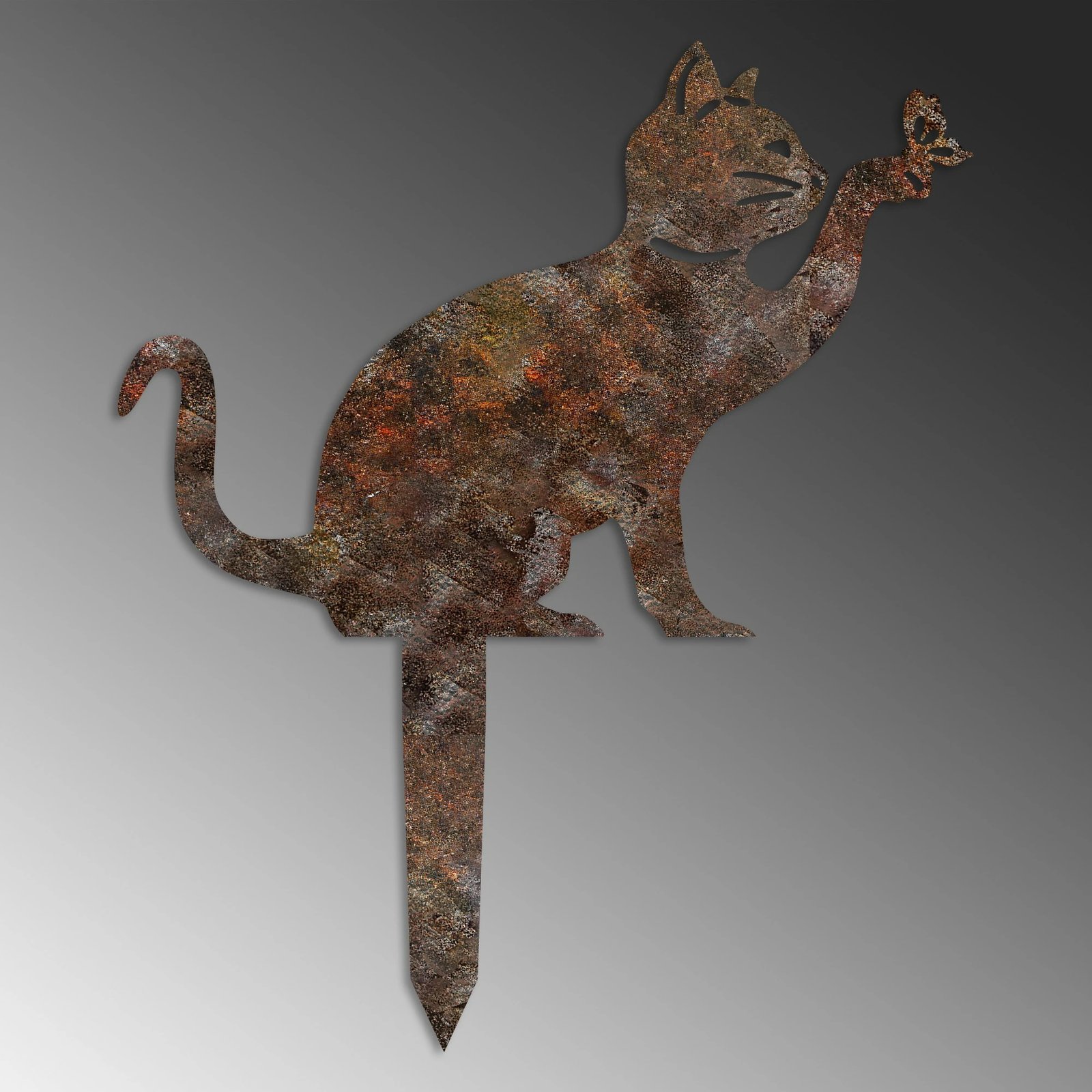 Dekor kopshti metalik, dizajn mace, Aberto Design, 36x31cm