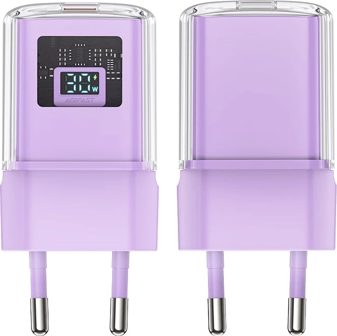 Karikues muri Acefast A53, 30W, GaN, USB-C, me ekran LED, vjollcë