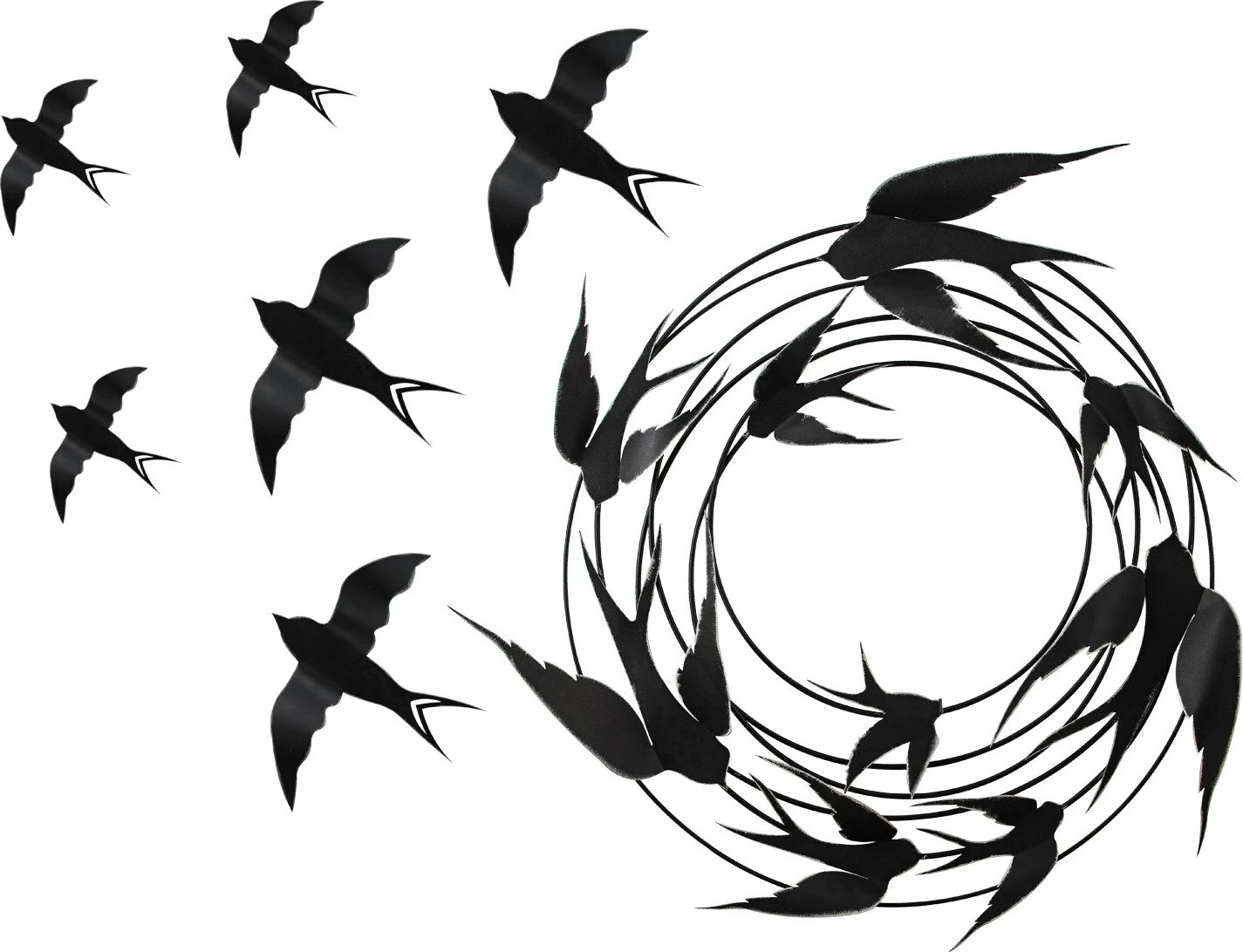 Aksesor dekorativ metalik për mur, Wallity, Migration - 2, shumëngjyrësh, set prej 6 copësh