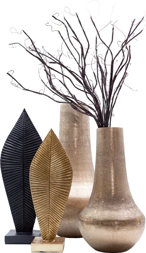 Dekor totem PANDANUS 2, polirezine, ngjyrë ari, 17x12x48cm