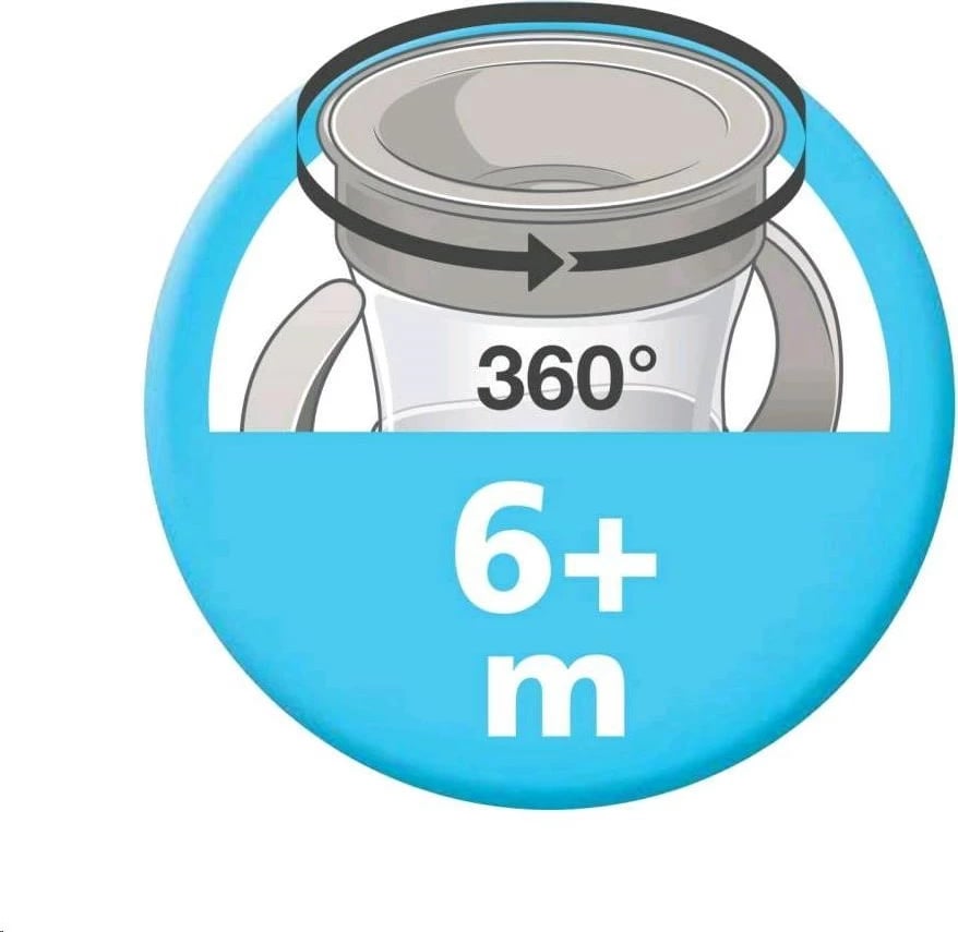 gotë bebe NUK Mini Cups 3‑në‑1 360° me kapak 160 ml, jeshile