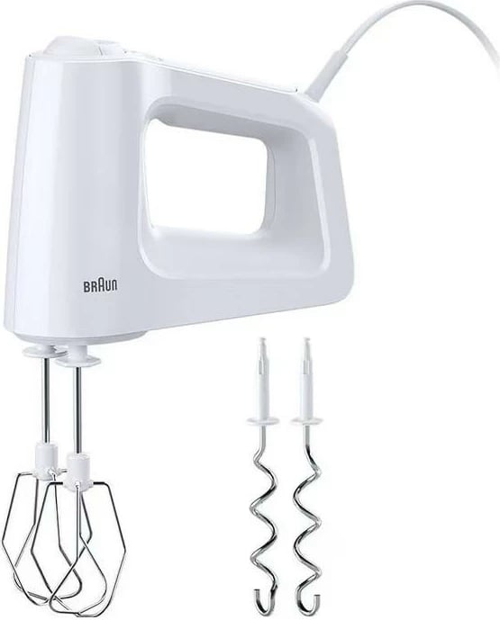 Mikser dore Braun MultiMix 3 HM 3000WH, 450W, 5 shpejtësi, i bardhë